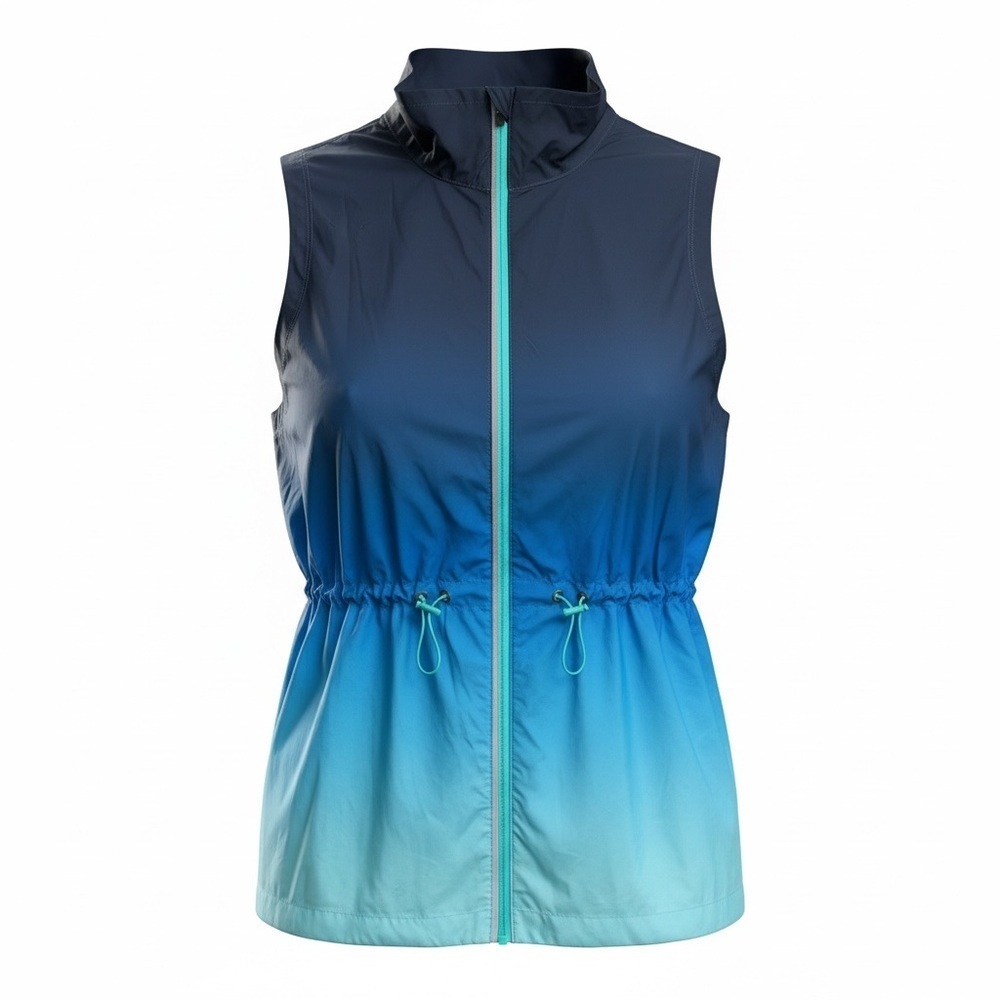 Xersion Women's blue ombre running vest with a drawstring waist.